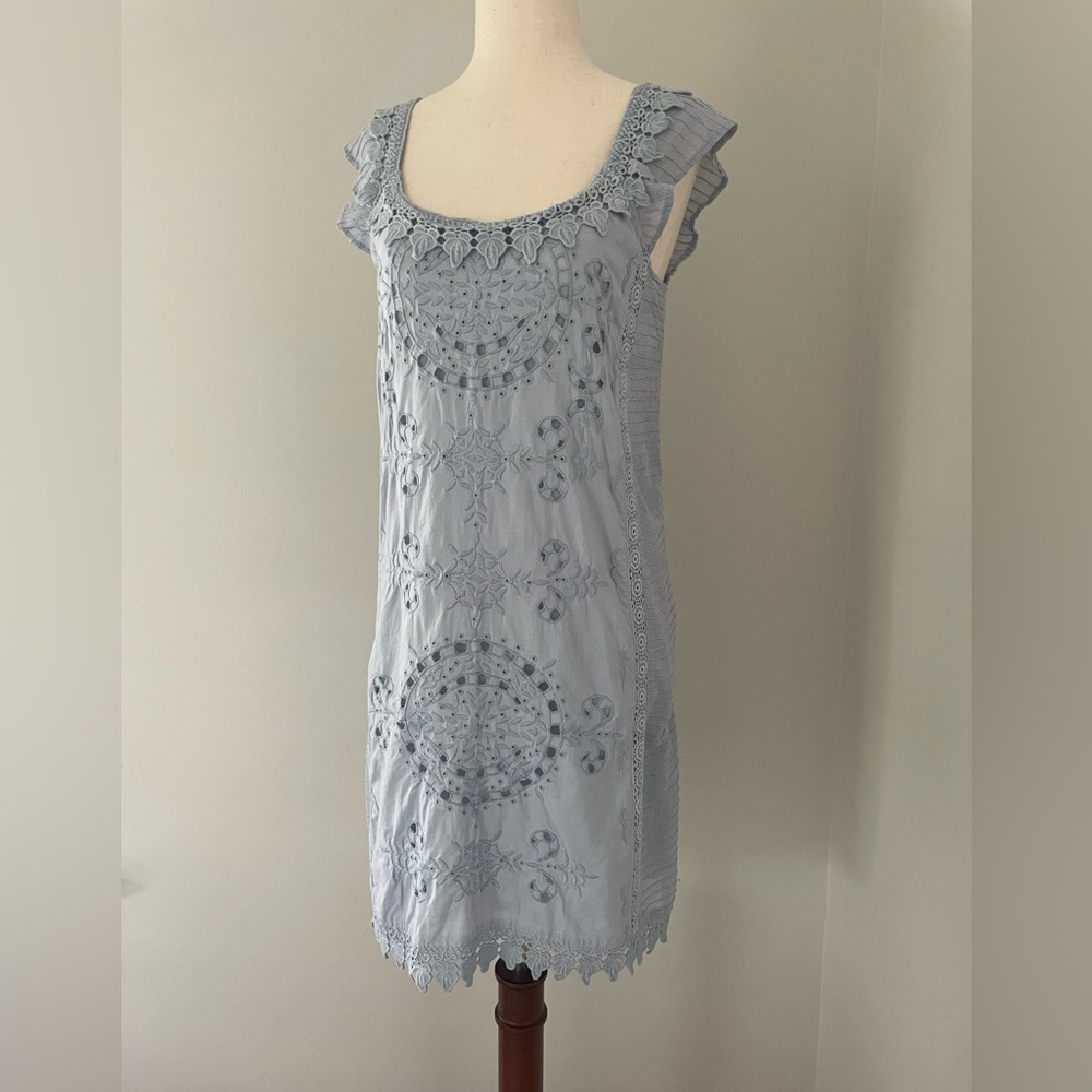 Calypso St. Barth Linen Shift Dress, Blue, XS